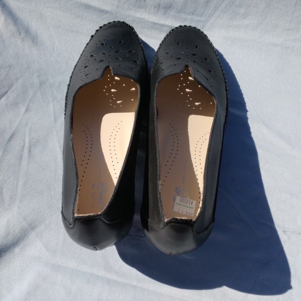 SAS Black Perforated Slip-On Loafers